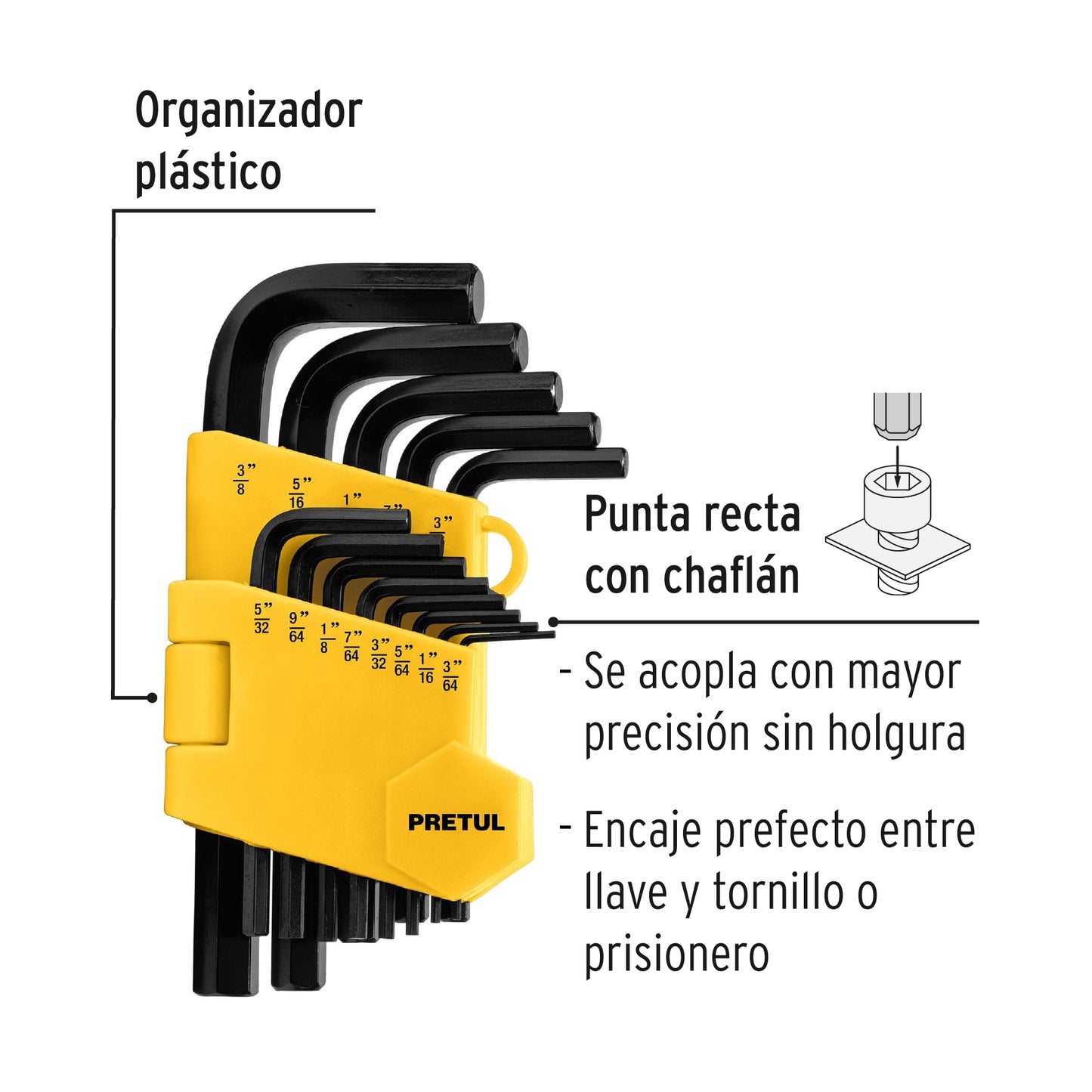 Juego 13 llaves hexagonales std con organizador
