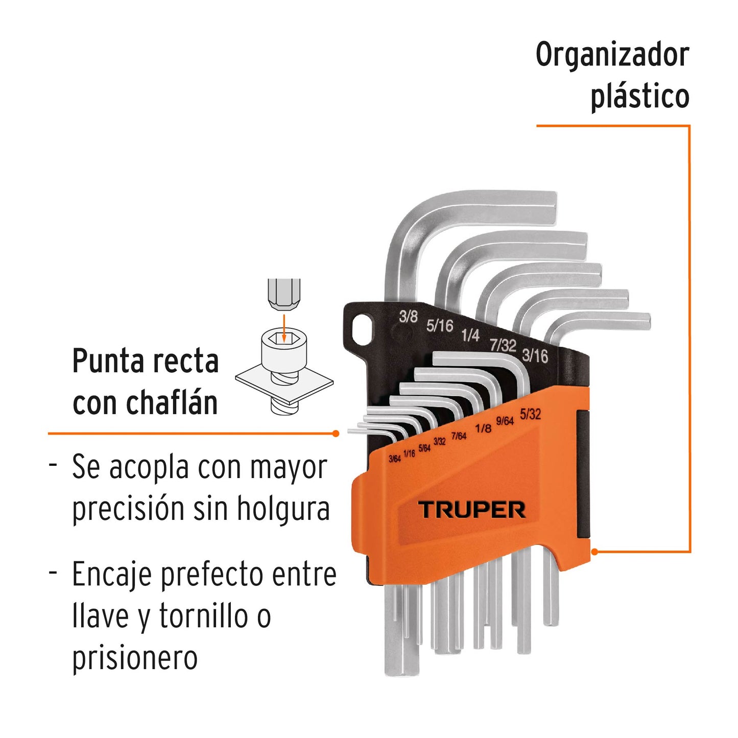 Juego 13 llaves hexagonales std con organizador
