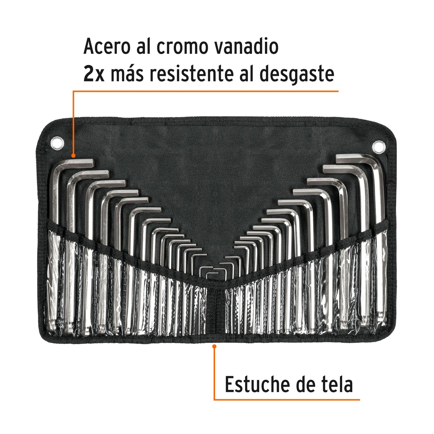 Juego 30 llaves hexagonales mixtas largas punta bola