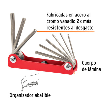 Juego 9 llaves hexagonales std tipo navaja