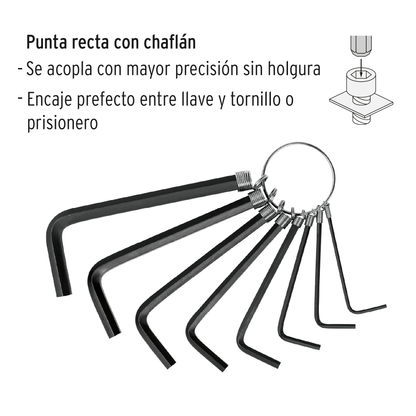 Juego 8 llaves hexagonales mm tipo llavero