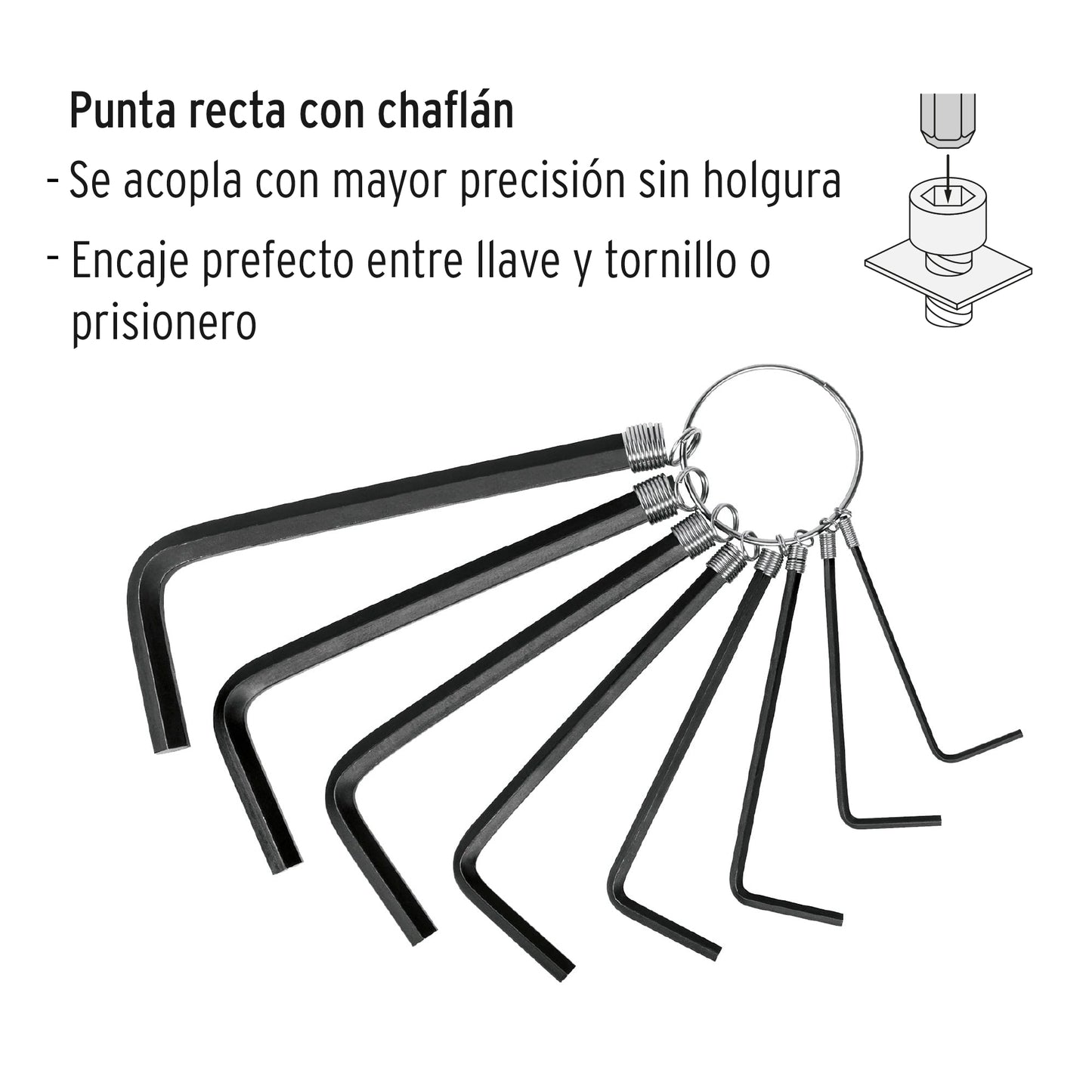 Juego 8 llaves hexagonales std tipo llavero