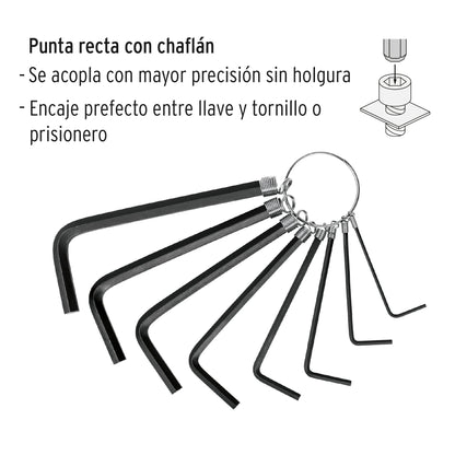 Juego 8 llaves hexagonales std tipo llavero