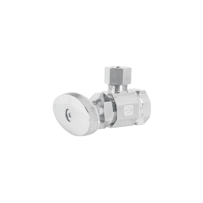Llave angular de latón multivuelta 1/2 x 3/8 pulgada con maneral metálico