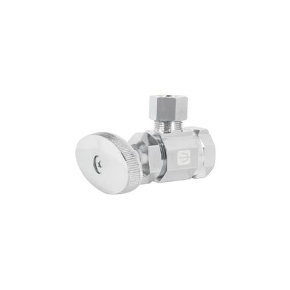 Llave angular de latón multivuelta 1/2 x 3/8 pulgada con maneral metálico