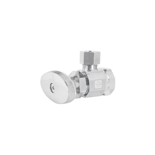 Llave angular de latón multivuelta 1/2 x 3/8 pulgada con maneral metálico