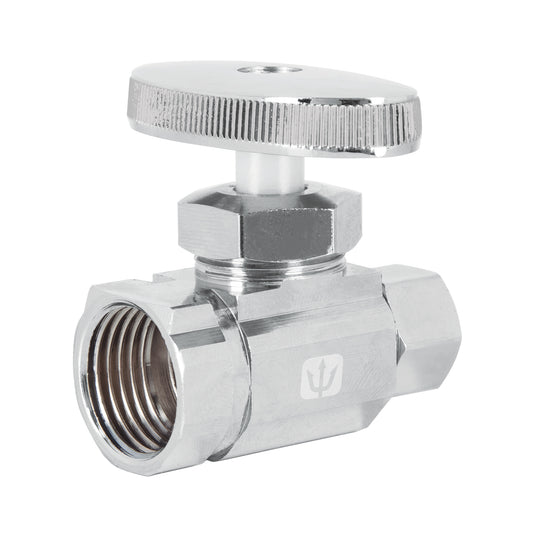 Llave angular recta de latón multivuelta 1/2 x 3/8 pulgada con maneral metálico