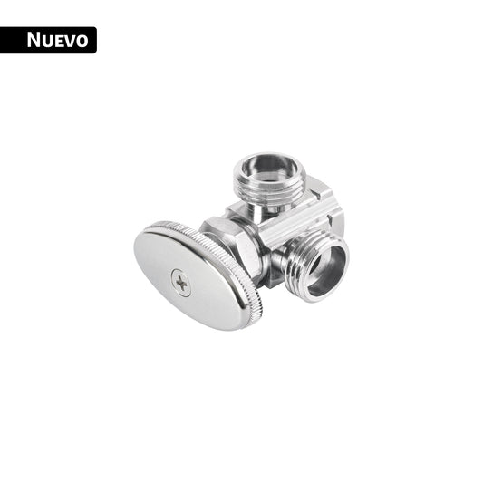 Llave ang. doble salida 1/2", multivuelta, roscable