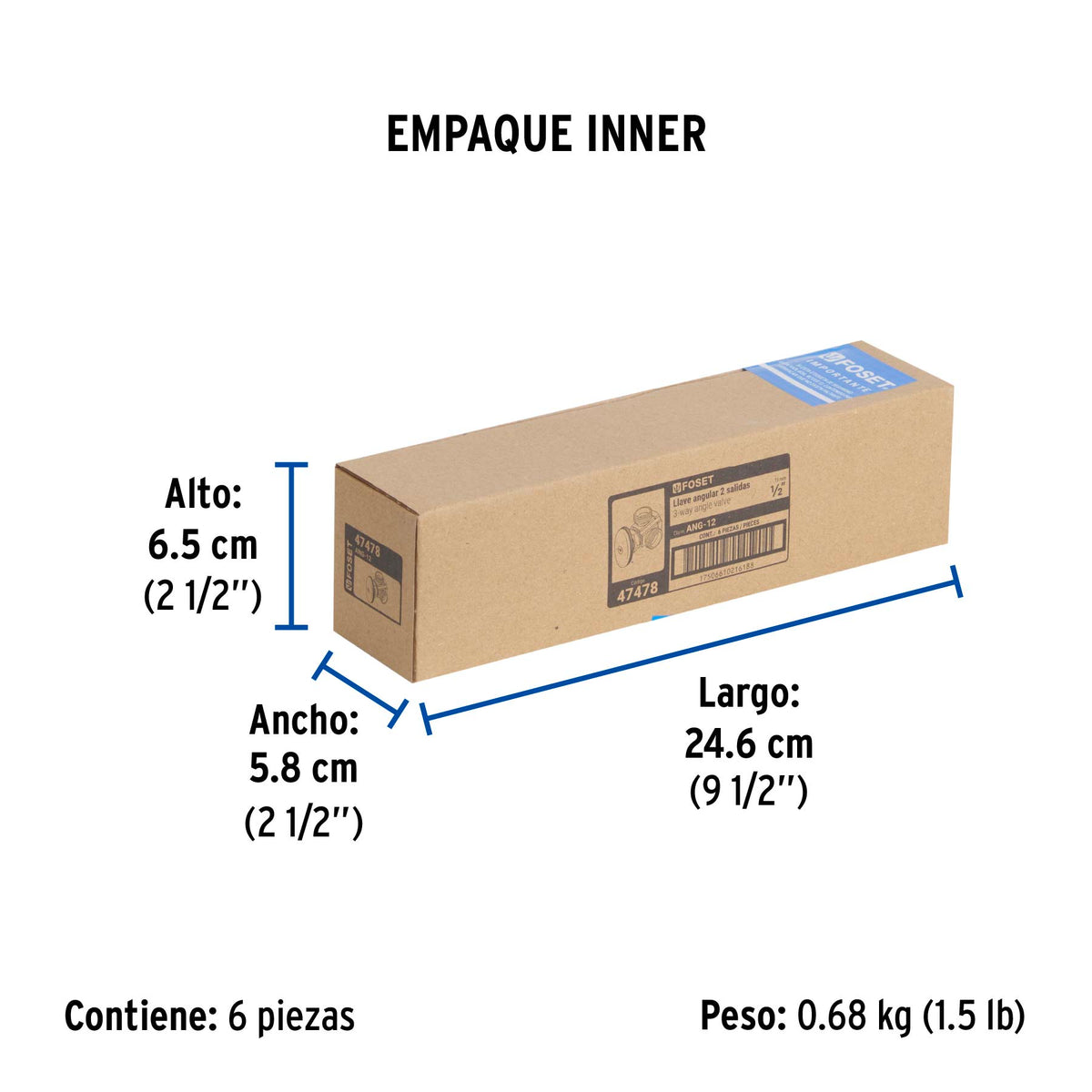 Llave ang. doble salida 1/2", multivuelta, roscable · vista 3