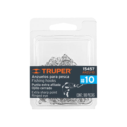 Blíster con 100 anzuelos de pesca número 10