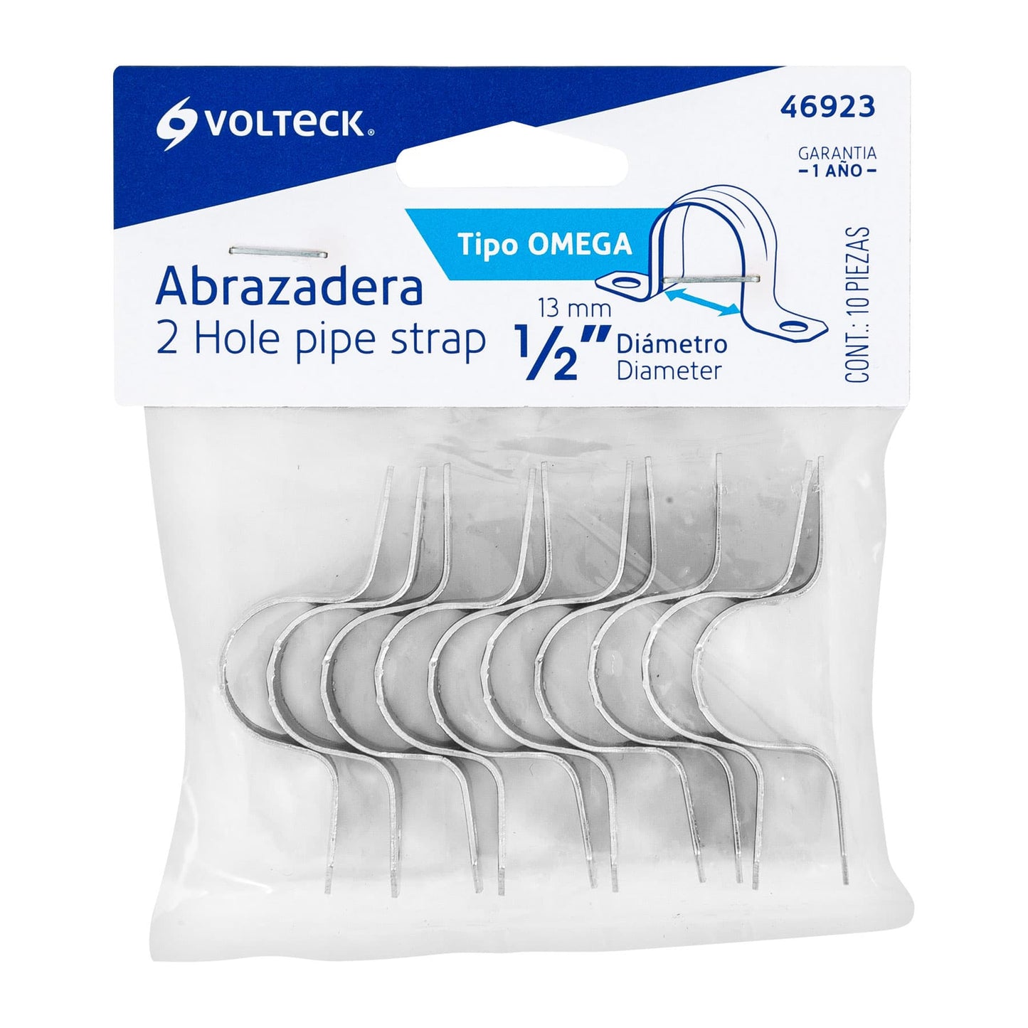 Bolsa 10 abrazaderas omega 1/2 pulg