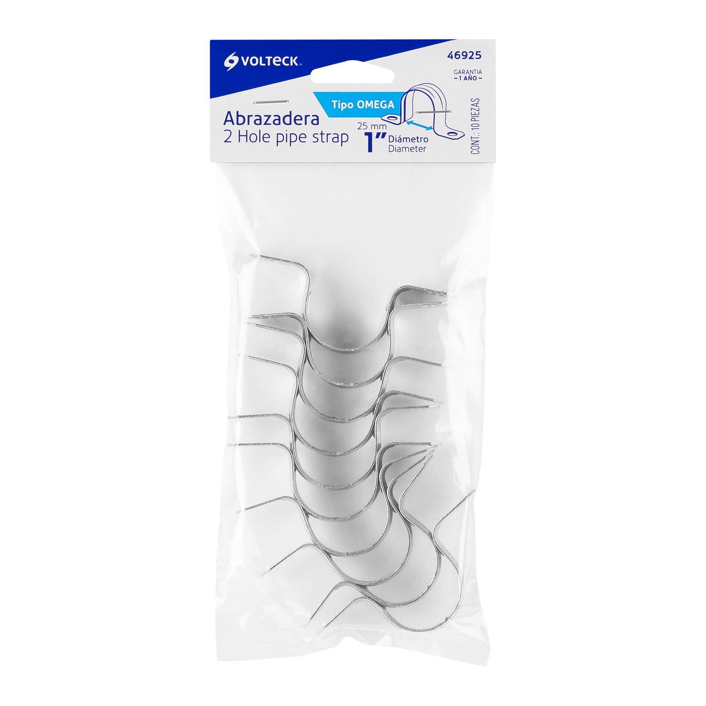 Bolsa 10 abrazaderas omega 1 pulg