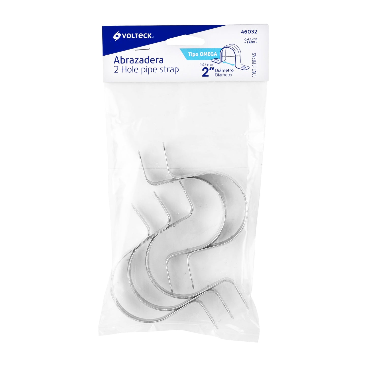 Bolsa 5 abrazaderas omega 2 pulg