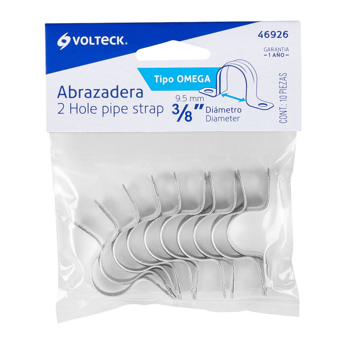 Bolsa 10 abrazaderas omega 3/8 pulg