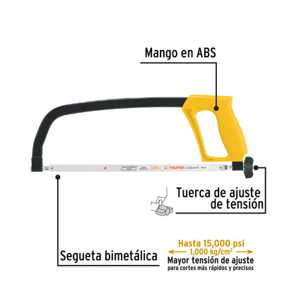 Sierra de arco de 12" de solera con ajuste de tensión