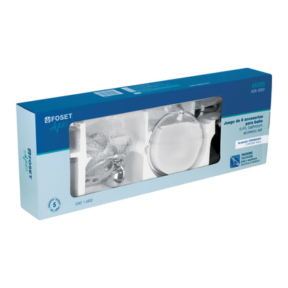 Juego de 6 accesorios para baño metálicos