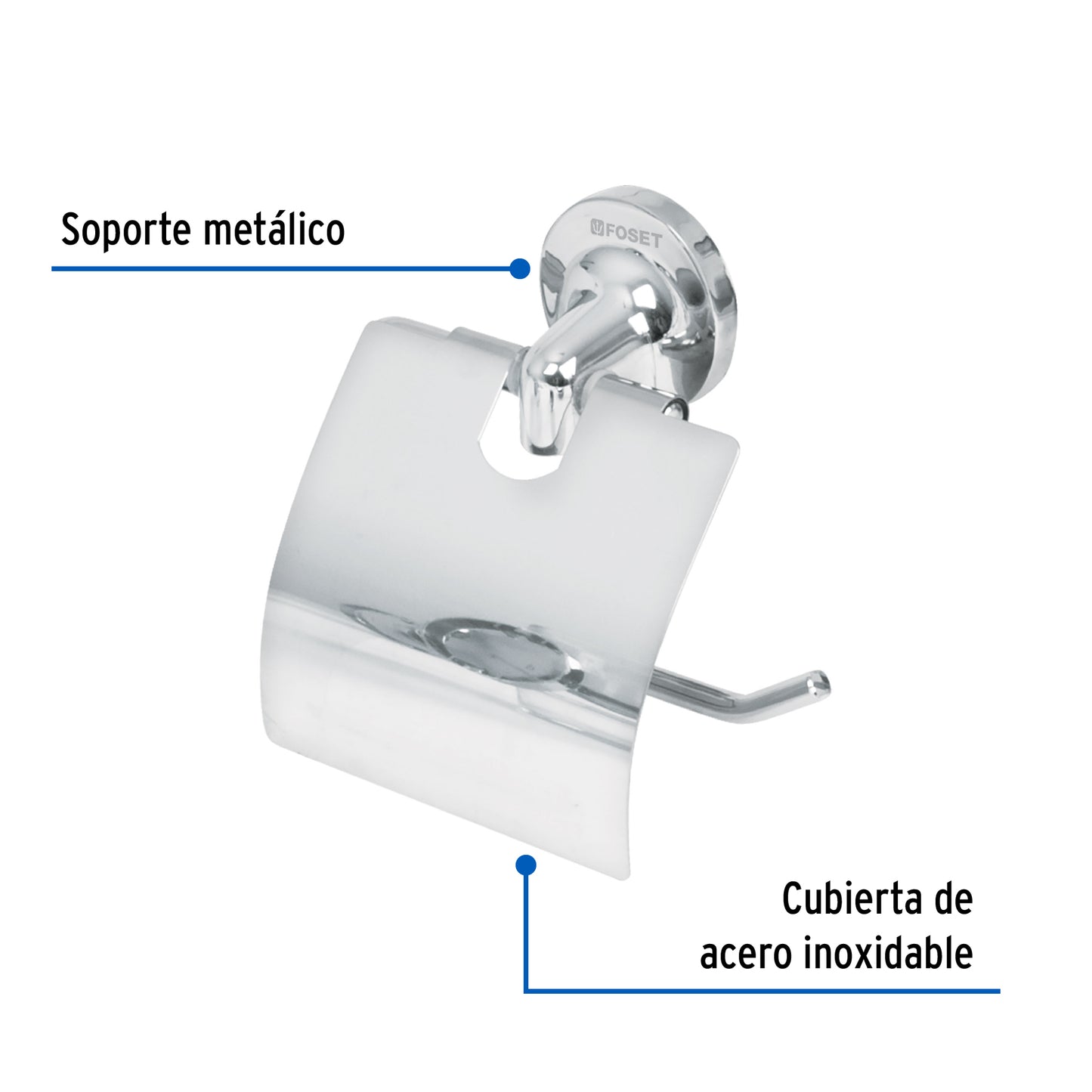Portarrollo con cubierta de acero inoxidable