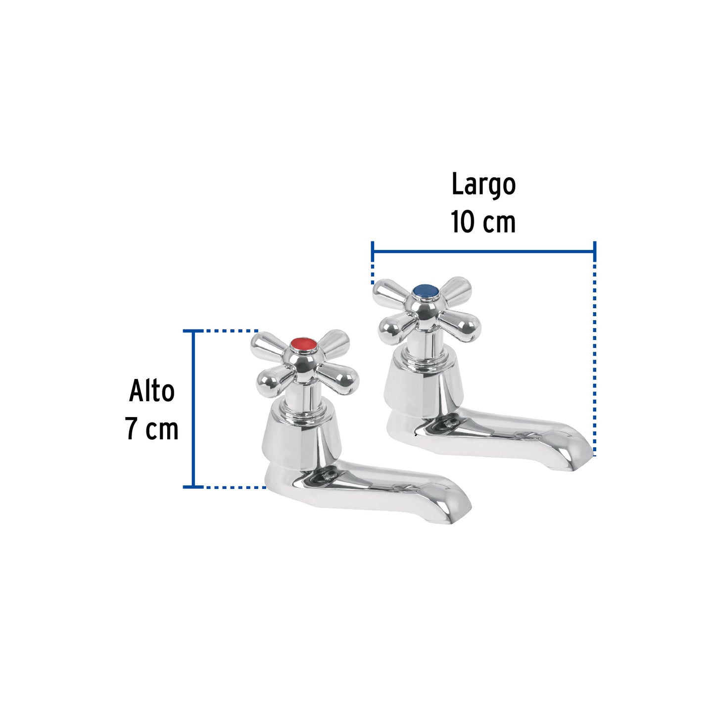 Juego de 2 llaves individuales para lavabo con manerales tipo cruceta y cartucho cerámico Aqua
