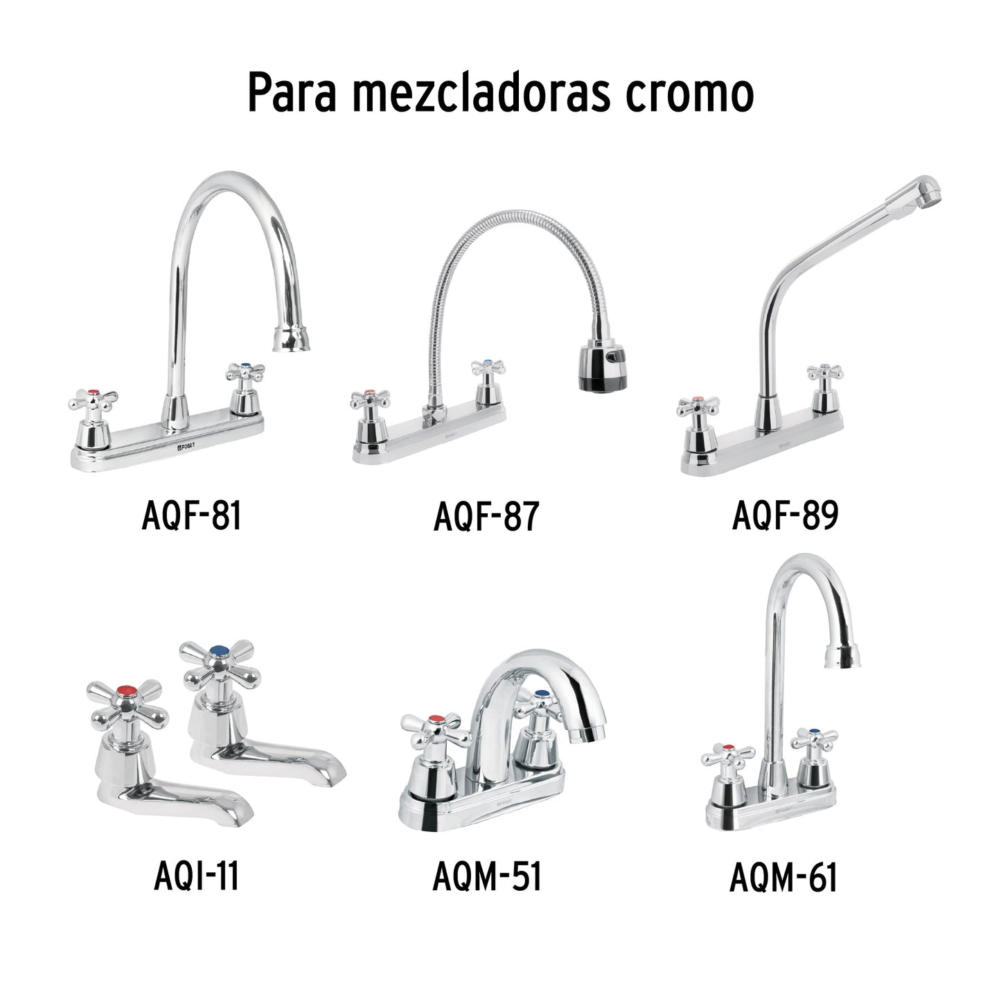 Juego de manerales tipo cruceta con chapetones metálicos para mezcladoras