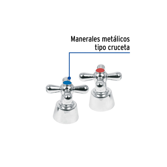 Juego de manerales tipo cruceta con chapetones metálicos para mezcladoras