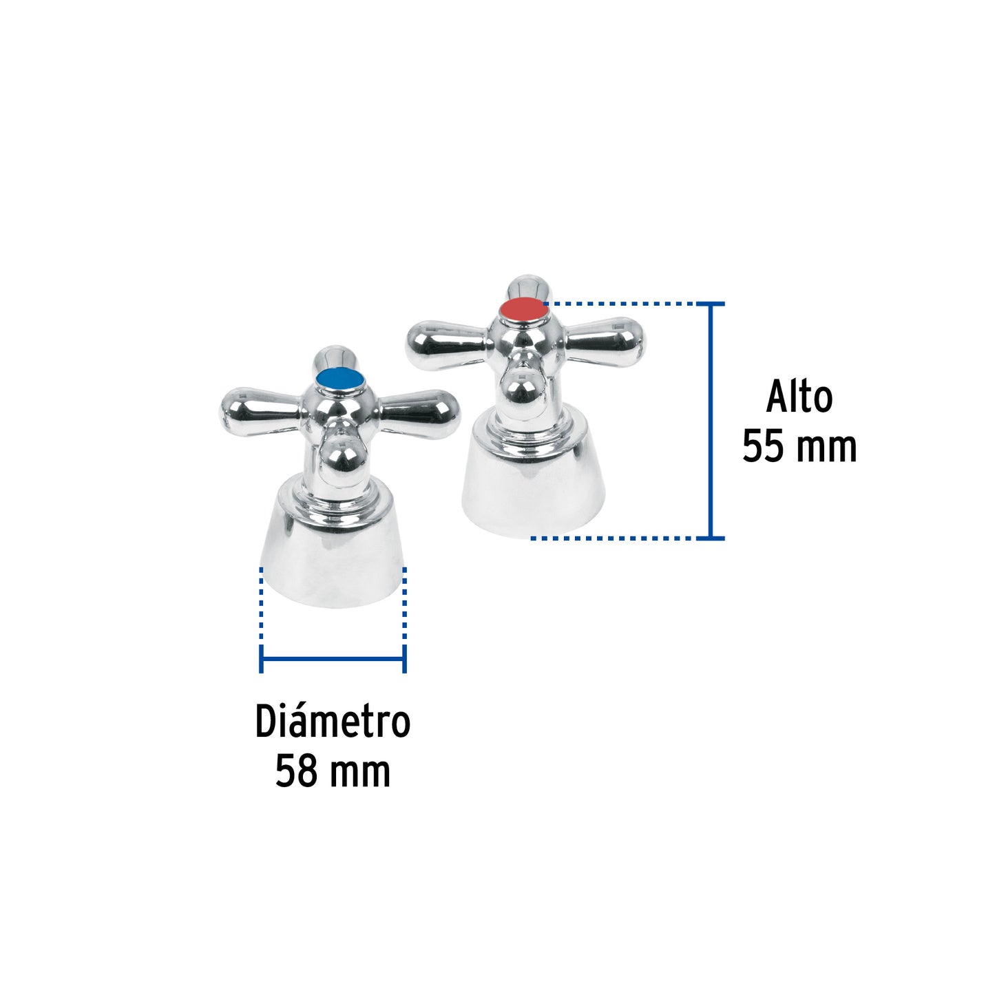 Juego de manerales tipo cruceta con chapetones metálicos para mezcladoras