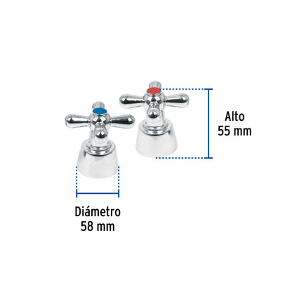 Juego de manerales tipo cruceta con chapetones metálicos para mezcladoras
