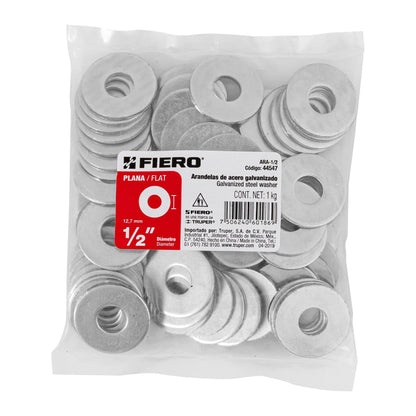 Arandelas Planas Galvanizadas 1/2 pulg Bolsa 1kg
