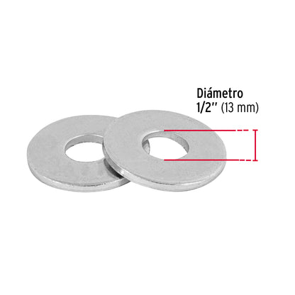 Arandelas Planas Galvanizadas 1/2 pulg Bolsa 1kg