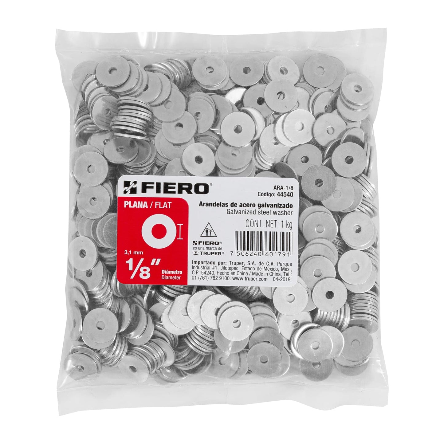 Arandelas Planas Galvanizadas 1/8 pulg Bolsa 1kg