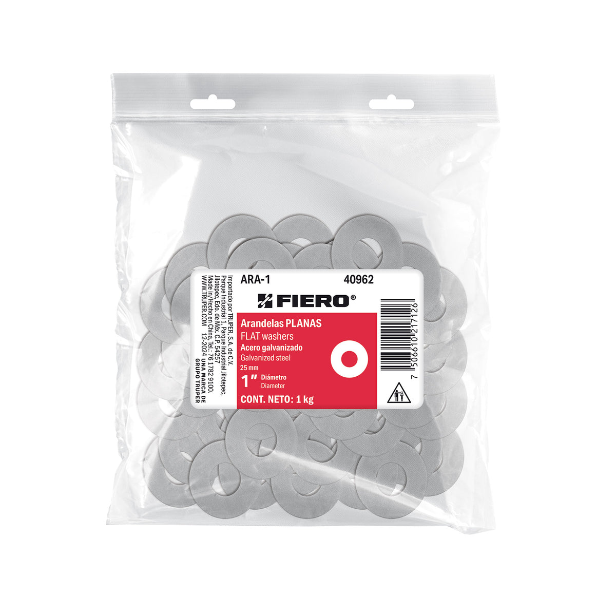 Bolsa de 1 kilo arandelas planas galvanizadas 1" · vista 2