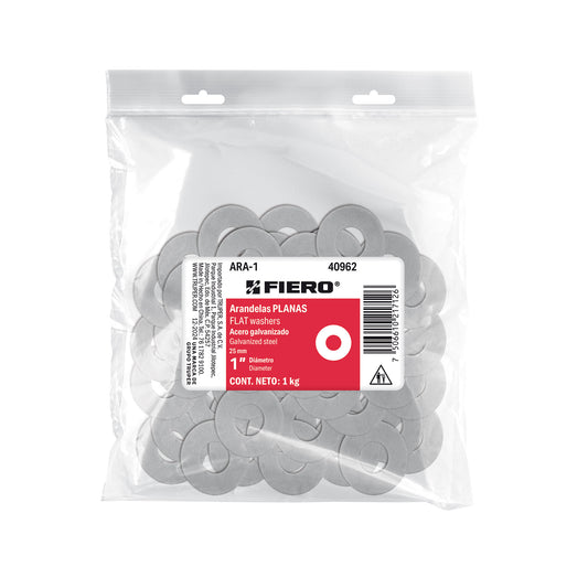 Bolsa de 1 kilo arandelas planas galvanizadas 1" · vista 2