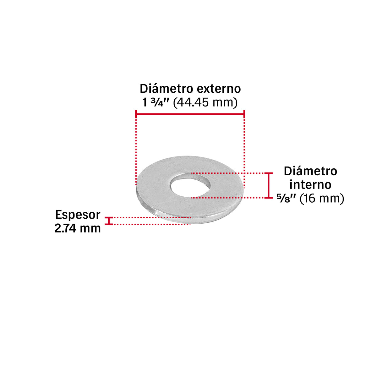 Bolsa de 1 kilo arandelas planas galvanizadas 5/8" · vista 2