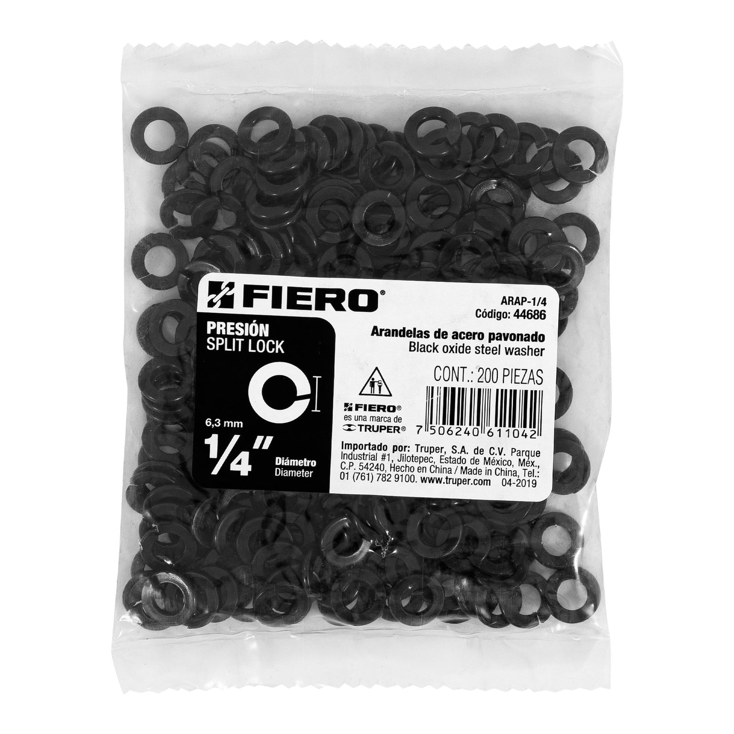 200 Arandelas de Presión Pavonadas 1/4 pulg