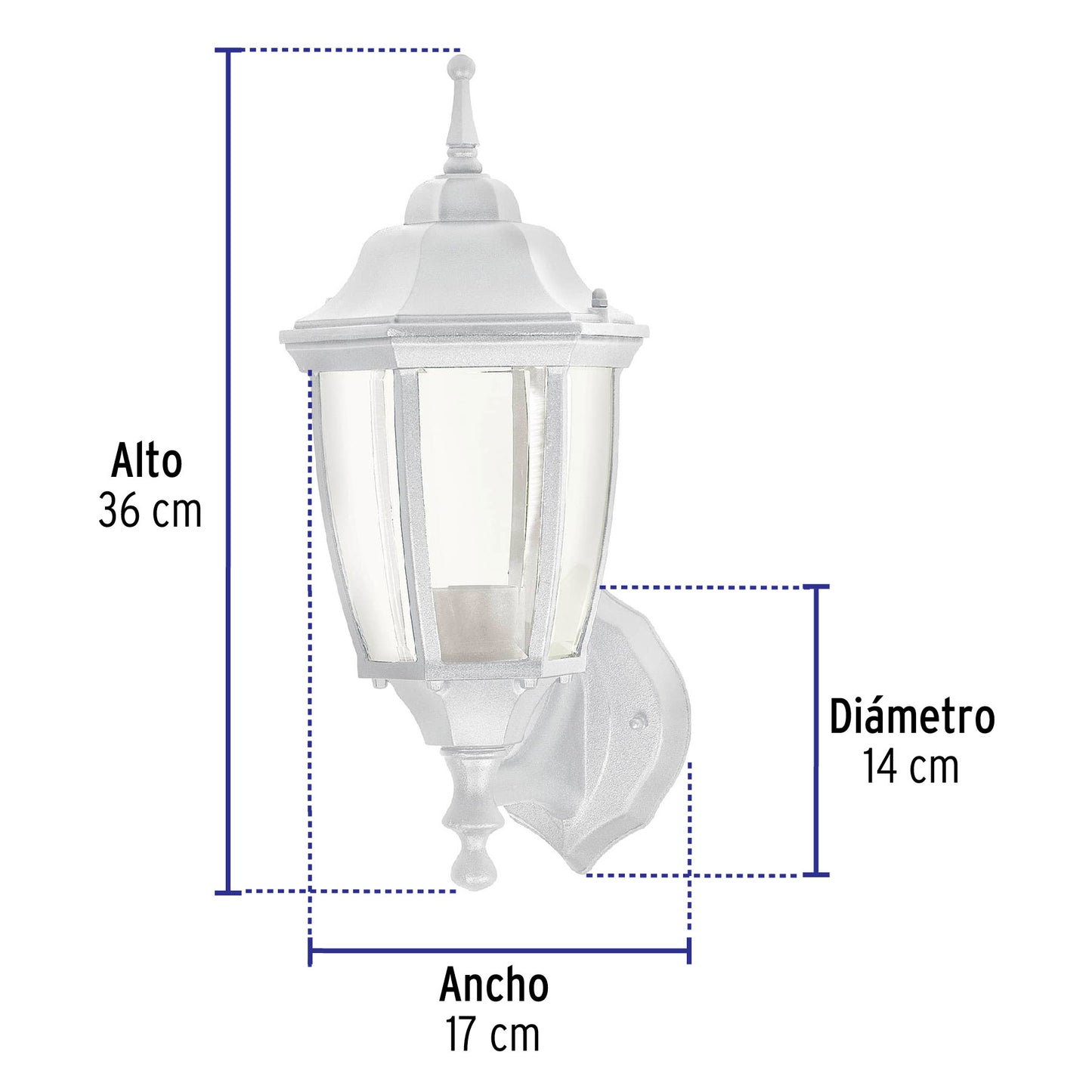 Arbotante tipo farol tradicional soportado para exterior color blanco