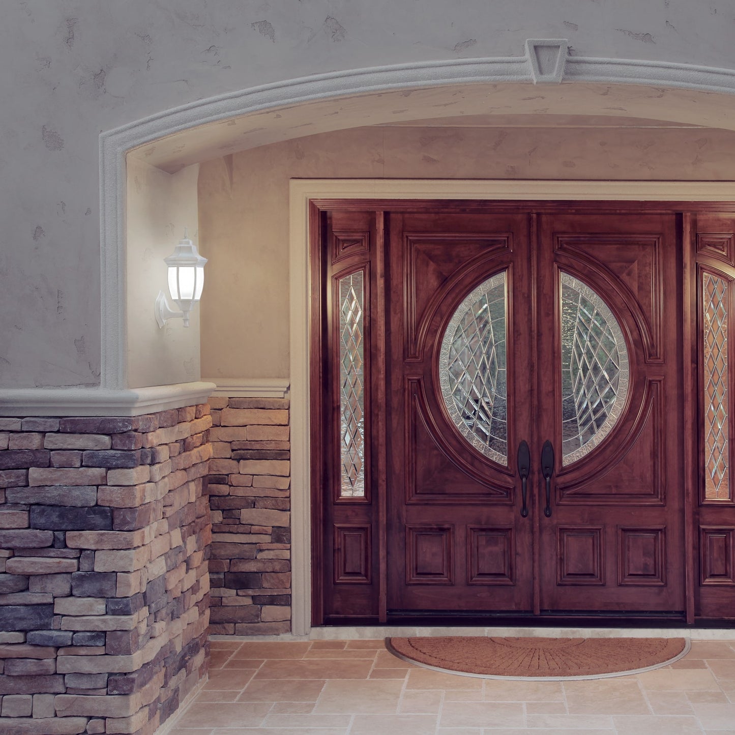 Arbotante tipo farol tradicional soportado para exterior color negro