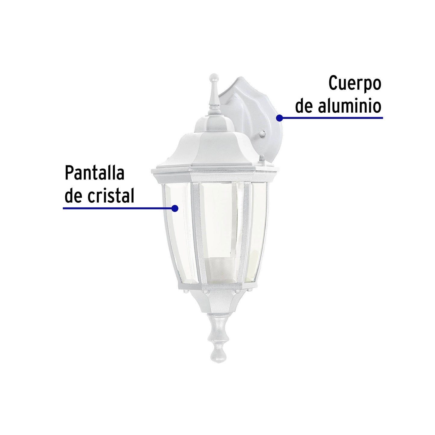 Arbotante tipo farol tradicional suspendido para exterior color blanco