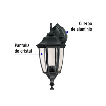 Arbotante tipo farol tradicional suspendido para exterior color negro