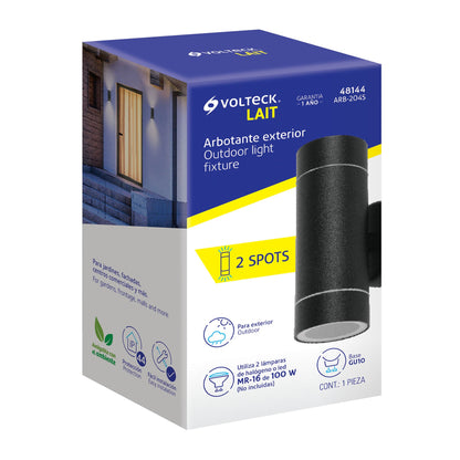 Arbotante de acento con 2 luces tipo spot color negro