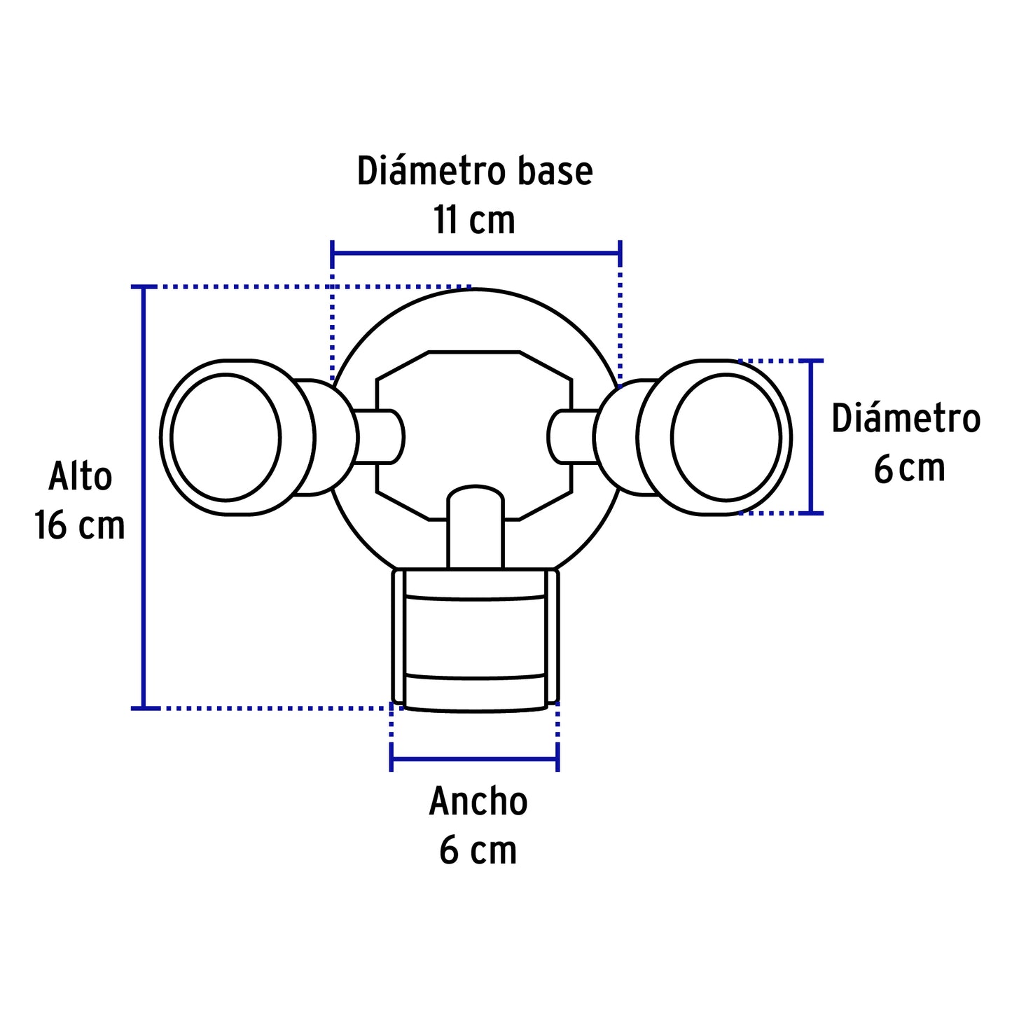 Arbotante blanco con sensor de movimiento y doble cabezal dirigible