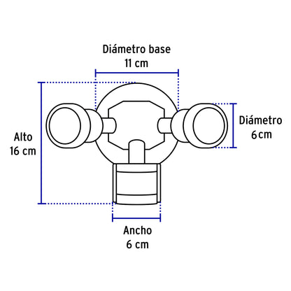 Arbotante blanco con sensor de movimiento y doble cabezal dirigible
