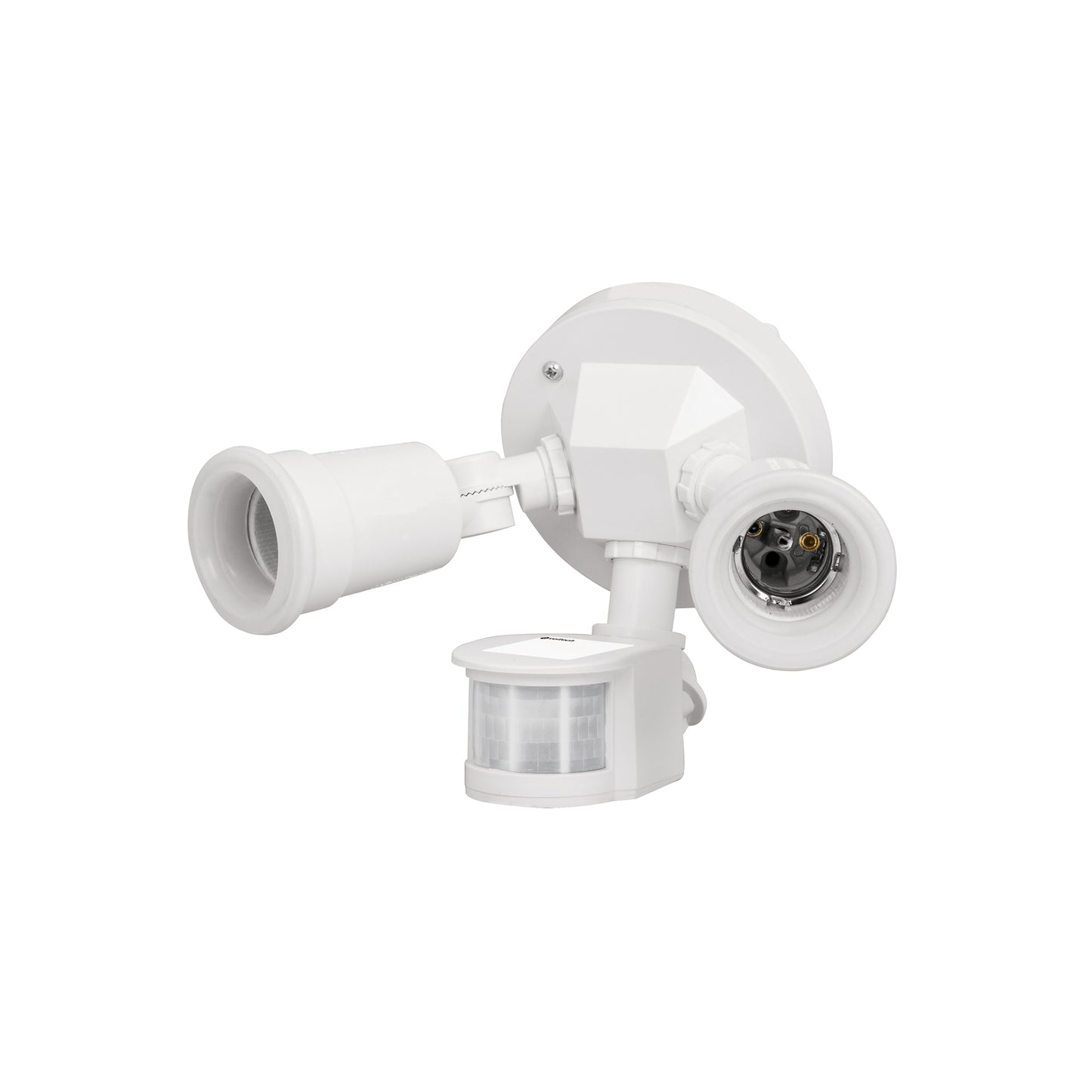 Arbotante blanco con sensor de movimiento y doble cabezal dirigible