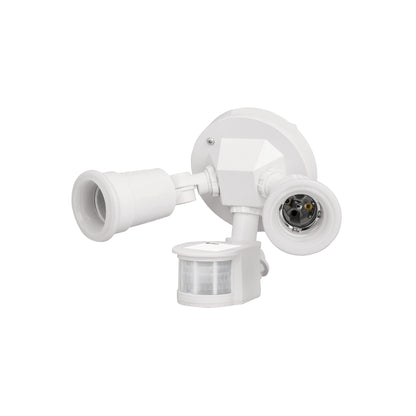 Arbotante blanco con sensor de movimiento y doble cabezal dirigible