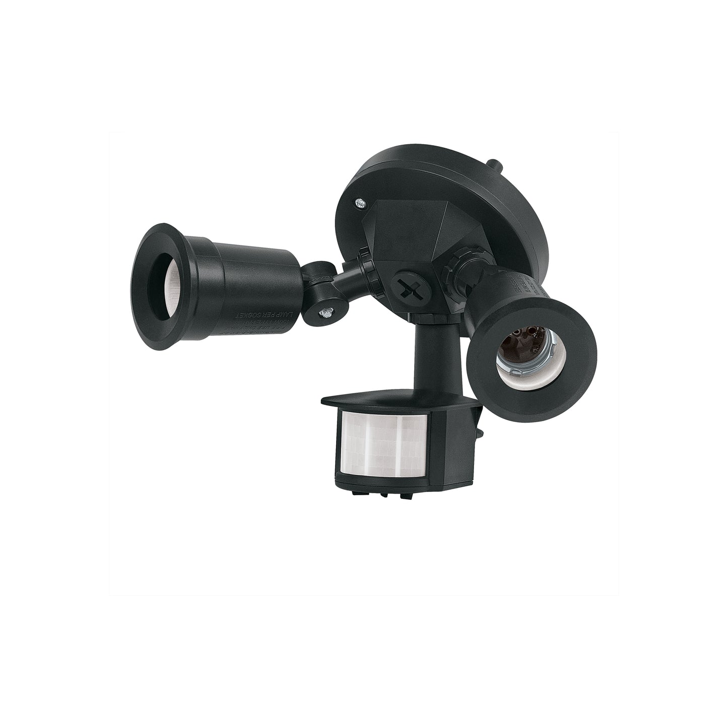 Arbotante negro con sensor de movimiento y doble cabezal dirigible