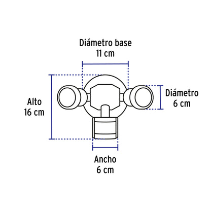 Arbotante negro con sensor de movimiento y doble cabezal dirigible