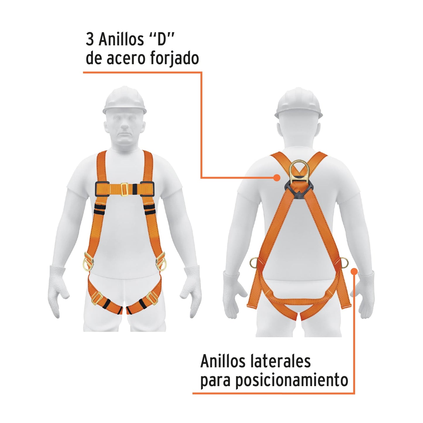Arnés de cuerpo completo 3 anillos laterales