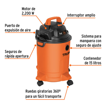 Aspiradora de sólidos y líquidos, 4 gal, plástica · vista 2