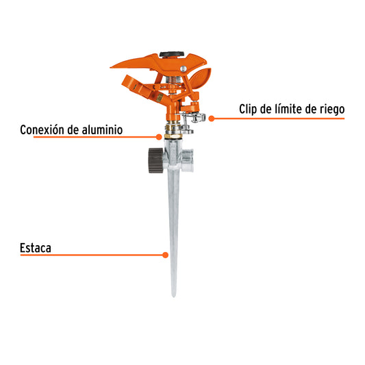 Aspersor metálico 11" dos vías, estaca metálica · vista 2
