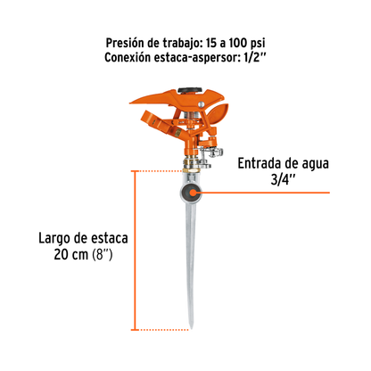 Aspersor metálico 11 una vía estaca metálica