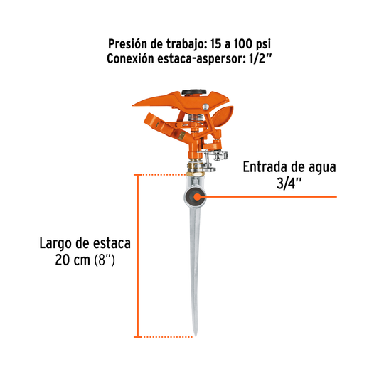 Aspersor metálico 11 una vía estaca metálica