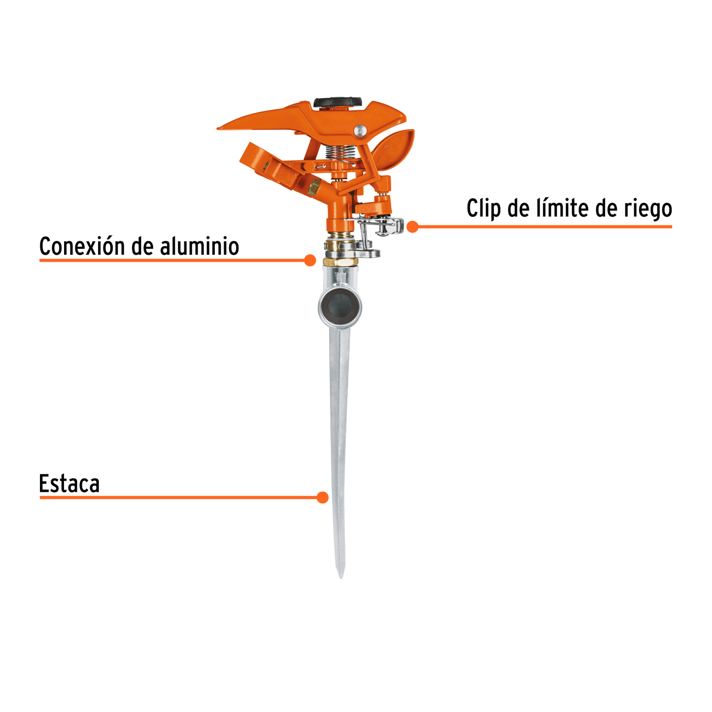 Aspersor metálico 11 una vía estaca metálica